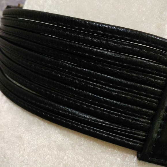 Buffalo David Bitton Wide Stretch Waist Belt Womens Size M Black Faux Leather - Picture 3 of 10